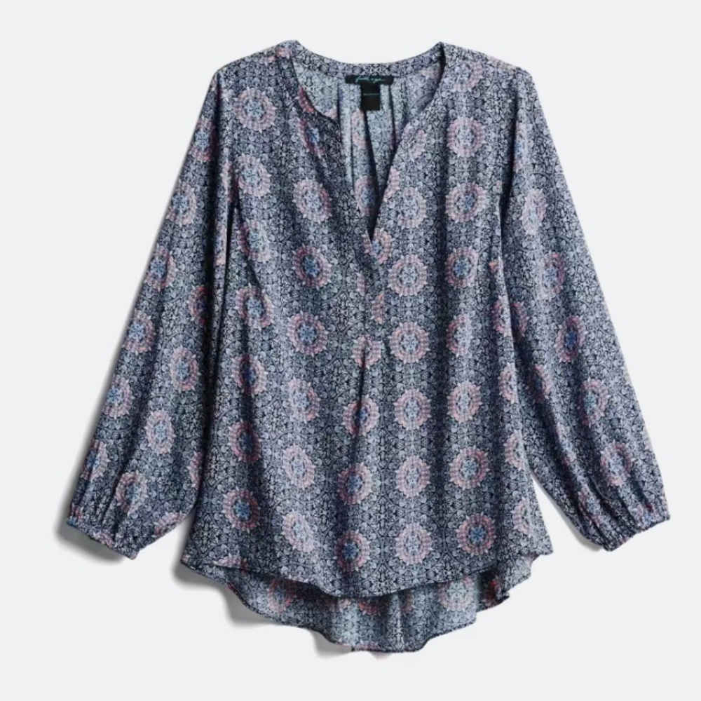 Faith & Zoe Kamran Split Neck Blouse
